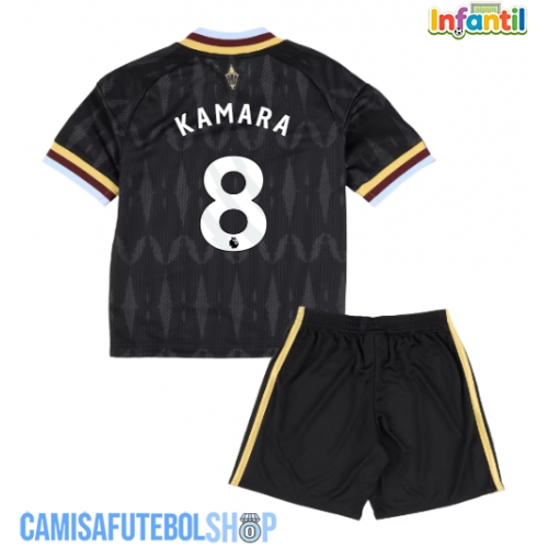 Camisa de time de futebol Aston Villa Boubacar Kamara #8 Replicas 2º Equipamento Infantil 2026-27 Manga Curta (+ Calças curtas)